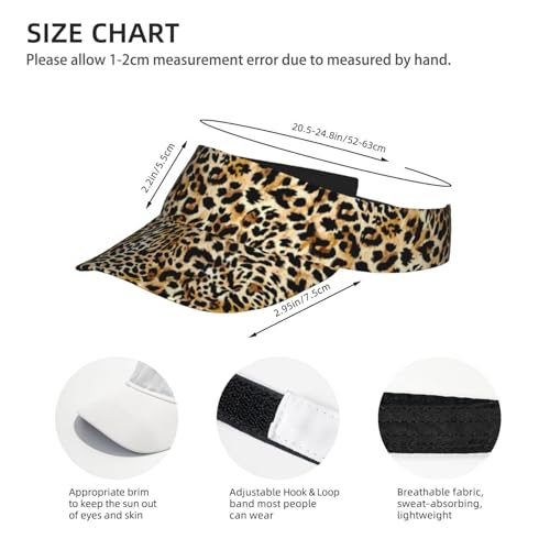 Adjustable Sun Visor Hats, Lightweight Open-Top Sports Visors - color: Leopard