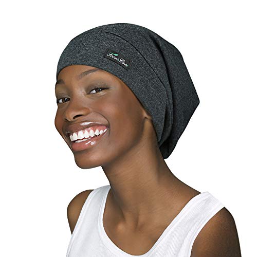 FocusCare Satin Lined Sleep Slouchy Cap Curly Girl Slap Headwear Gifts for Frizzy Hair Women - color: Dark Heather Grey