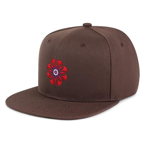 Flower Ornament Hip-Hop Snapback Hat Embroidered Baseball Cap Floral Embellishment - color: 10. Brown