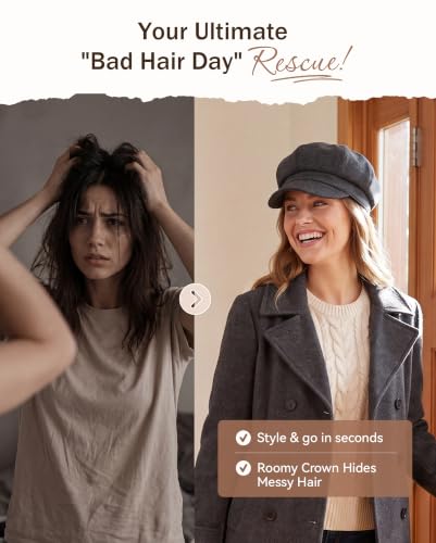 American Trends Newsboy Hats for Women Baker Boy Cap Fall Winter Beret - color: A-grey