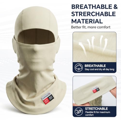 Fullsheild FR Balaclava CAT2 7oz Flame-Retardant Cotton Face Mask, NFPA2112 - color: Khaki