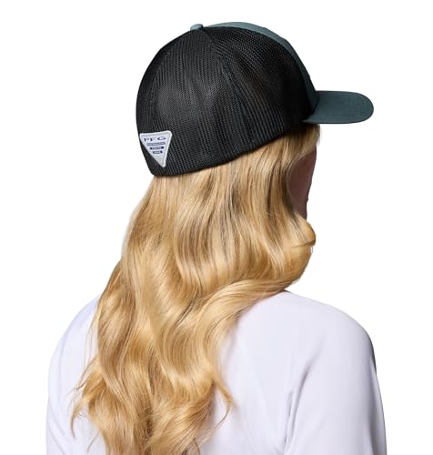 Columbia Unisex PFG Logo Mesh Ball Cap - color: Metal/Black Deltahunter Fish Flag, size: Small-Medium