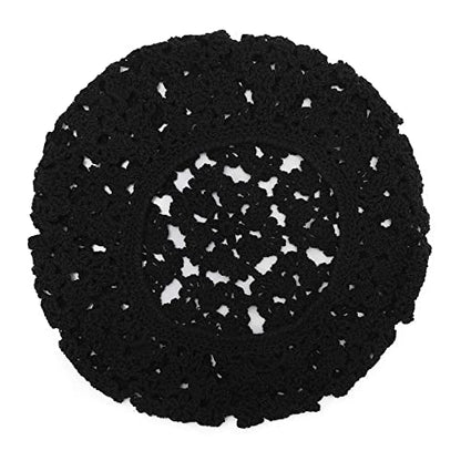 ZLYC Women Cotton Slouchy Crochet Beret Handmade Cutout Floral Beanie Hat - color: Floral Black