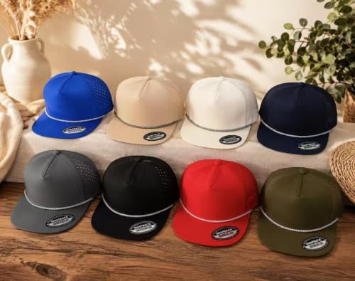 Plain 5 Panel Unstructured Golf Cap with Rope Snapback - color: Khaki