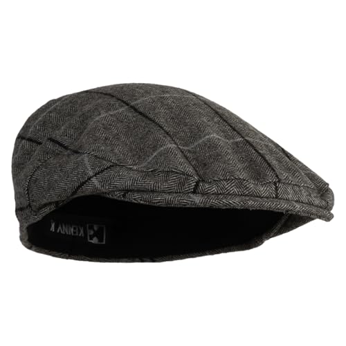 Large Plaid Wool Polyester Blend Ivy Cap - color: Brown, size: Large-X-Large