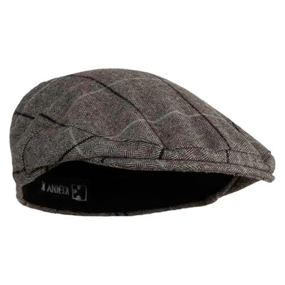 Large Plaid Wool Polyester Blend Ivy Cap - color: Brown, size: Large-X-Large