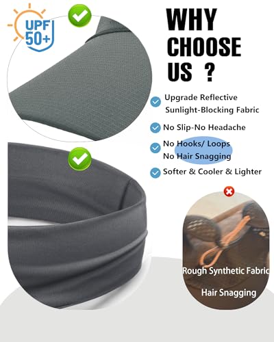Cooling Sun Stretchy Visor Hat for Men Women,Soft Headband Visors - color: 1-dark Grey