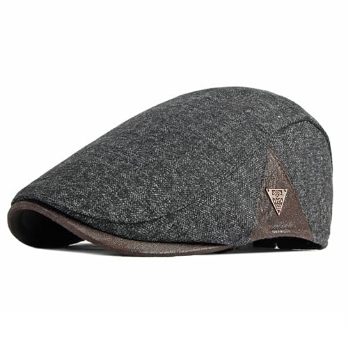 meioro Men's Cotton Newsboy Hat Adjustable Tweed Flat Cap for Men - color: Grey