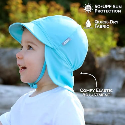 JAN & JUL Baby Sun-Hat with Neck Flap for Swimming - color: Lagoon, size: 0-3 Months