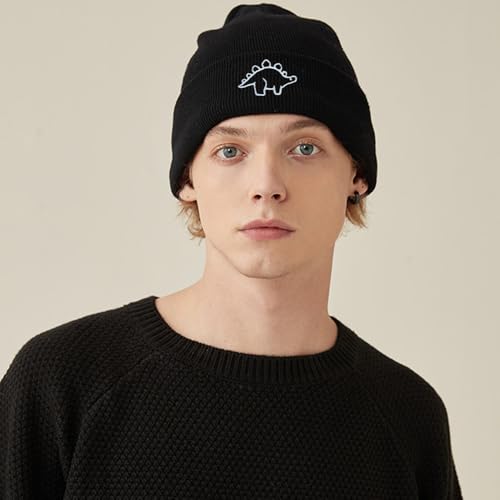 Cool Graphic Beanie for Men and Women - Black - color: Dinosaurs
