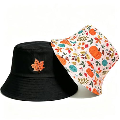 Summer Reversible Bucket Hat - Packable Cute Pineapple Sun Hat for Beach, Golf, Fishing, Travel, Outdoor for Women Men - color: Fall