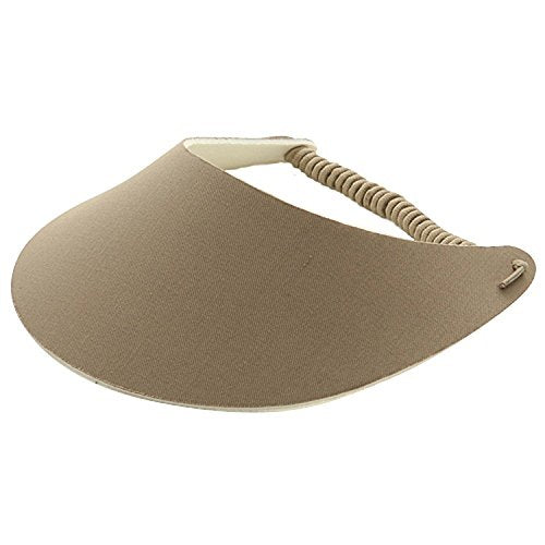 MG Women's Cotton Solid String Sun Visor Hat - color: Khaki
