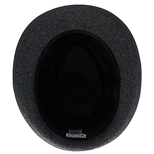 Men’s Fedora, 2” Brim, Classic Wool Blend with Herringbone Band - color: Grey, size: X-Large
