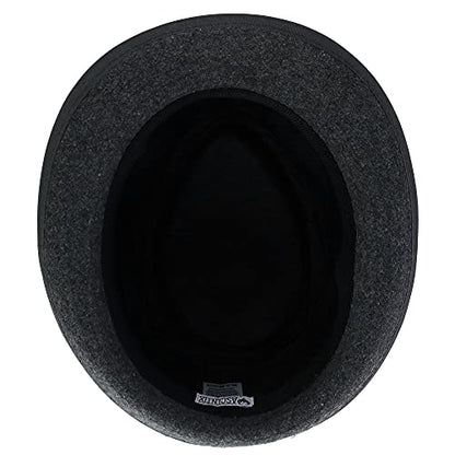 Men’s Fedora, 2” Brim, Classic Wool Blend with Herringbone Band - color: Grey, size: Medium