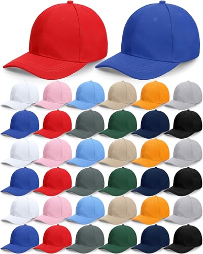 Foaincore 36 Pack Blank Baseball Cap Bulk Adjustable Back Strap Sublimation Hats Plain Unisex Trucker Hat for Men Women - color: Novel Color