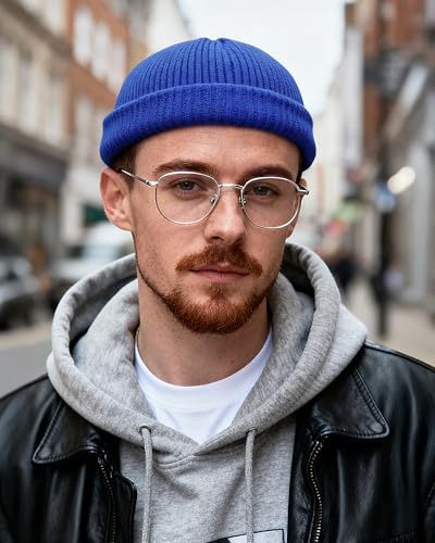 Croogo Brimless Hat Beanie Docker Cap Rolled Cuff Worker Sailor Skullcap - color: Ct47-royal Blue