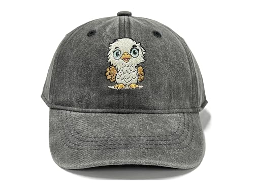 Adjustable Embroidery Animal Baseball Hat for Kid Toddler Child - color: Eagle (Washed Black)