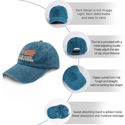U.S. 250th Anniversary 250 Years Freedoms 1776-2026 Baseball Hats Funny - color: Cyan