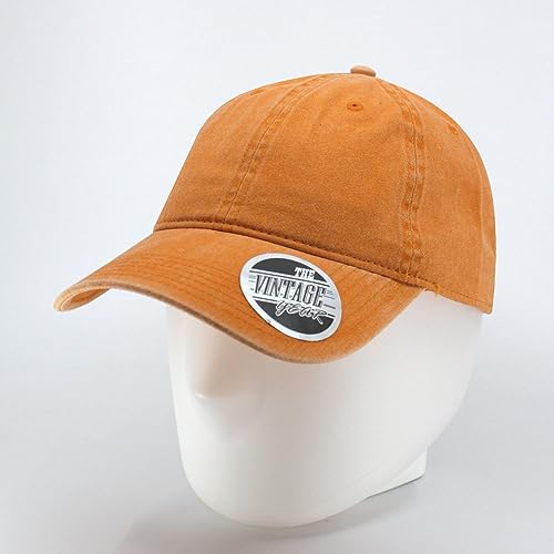 Classic Blank Dad Hat Cotton Adjustable Strap Baseball Cap - color: Pumpkin Orange Washed