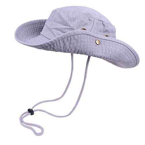 Bucket Hats with String Wide Brim Hiking Fishing UV Sun Protection Safari Unisex Boonie - color: Gray, size: Large-X-Large