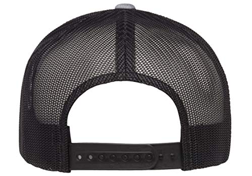 Yupoong Classic Mesh 6 Panel Retro Trucker Cap | Mid Profile Snapback - color: Heather/Black