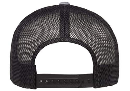 Yupoong Classic Mesh 6 Panel Retro Trucker Cap | Mid Profile Snapback - color: Heather/Black