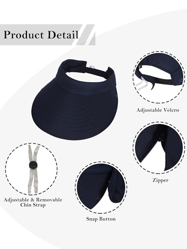 LA CARRIE Women Sun Hats Detachable Wide Brim UV UPF 50+ Face Mask Visor with Neck Flap Hat for Summer Beach - color: Navy