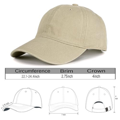 Edoneery Baseball Cap for Men and Women, Low Profile Washed Cotton Dad Hat - color: Beige