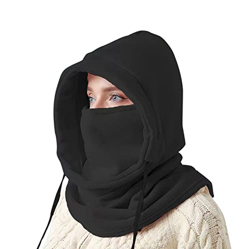 Balaclava Windproof Winter Face Mask Warm Fleece Ski Mask for Men and Women Cold Weather Motorcycle Bike Cycling Neck Warmer - color: Black