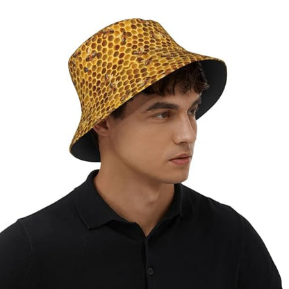 Bucket Hat for Men Women Packable Sun Hats Fisherman Outdoor Summer Travel Hiking Beach Caps - color: Bee