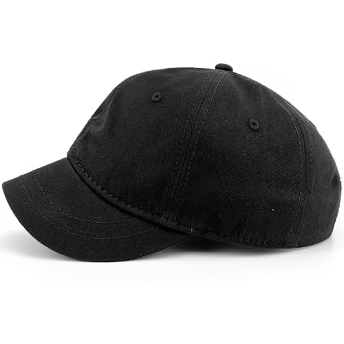 Loneshark Short Brim Baseball Cap for Running Small Bill Umpire Hat - color: Black