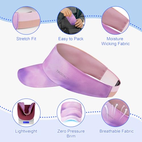 Kids Sun Visor Hats for Girls Boys, Packable Cooling Stretchy Visor - color: Purple