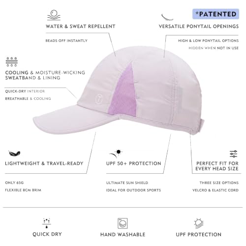 TOP-EX UPF 50+ Cooling High Ponytail Baseball Cap for Women - color: Soft Lilac, size: One Size