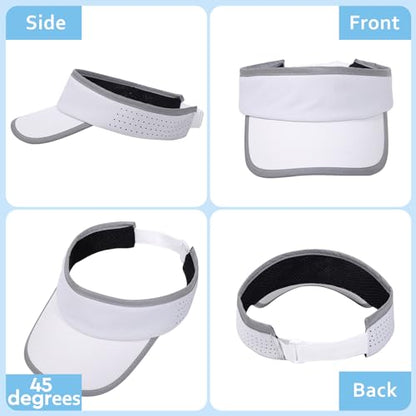 Kids Sun Visor Hats for Girls Boys Reflective Sports Hats Summer Beach Running Tennis Golf Caps Age 8-14 - color: Reflective Strip-white