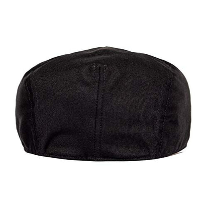 BOTVELA Men Cotton Twill Newsboy Flat Hat Fitted Cap - color: Black, size: 7 3/8