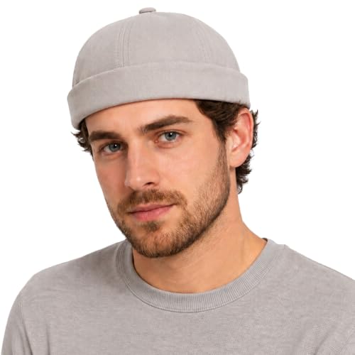 Adjustable Unisex Hip-Hop Docker Hat Dome Brimless Hats - color: Beige