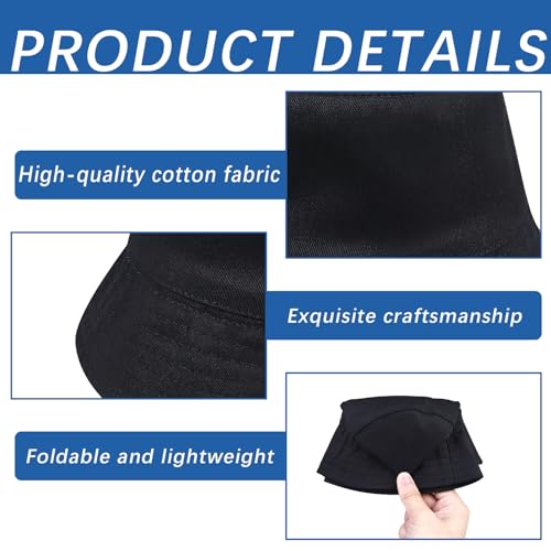 Bucket Hats Bulk Solid Color DIY Blank Hat Bucket Hats for Men, Women and Adults - color: 25 Pcs Black