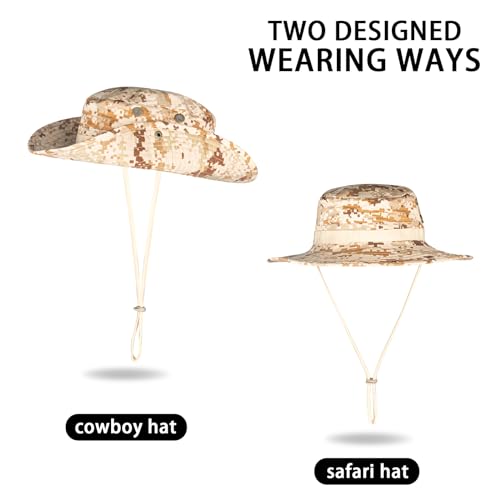 Sun Hats for Men Women Bucket Hat UPF 50+ Boonie Fishing Safari Hat - color: Desert Digital