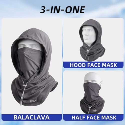 Summer Balaclava Face Mask with Breathable Holes Sun Face Shield for Men - color: Dark Gray