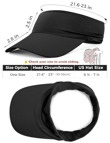 ROYBENS Cooling Visor Hat Women Men, Elastic Headband Sun Visor Golf Cap - color: Black