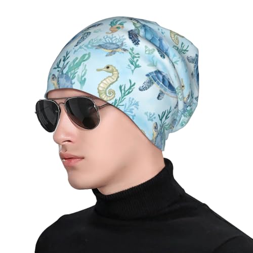 Beanie Hat for Men Women Slouchy Beanie Skull Sleep Cap Soft Lightweight Chemo Hat Stretch Cancer Headwear - color: Turtle