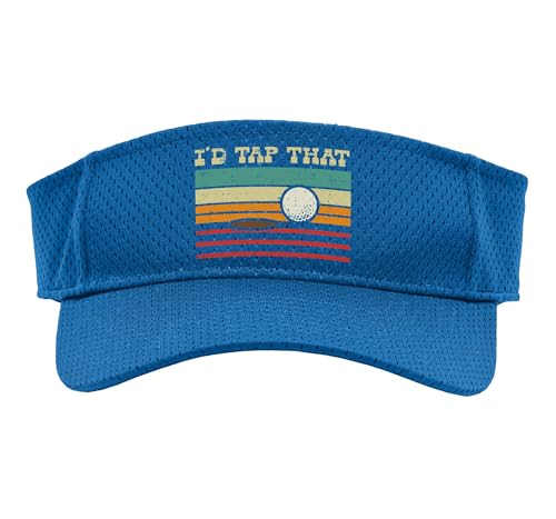 Id Tap that Golf Ball Sunset Retro Golfing Golfer Men Women Sport Sun Visor - color: Royal Blue