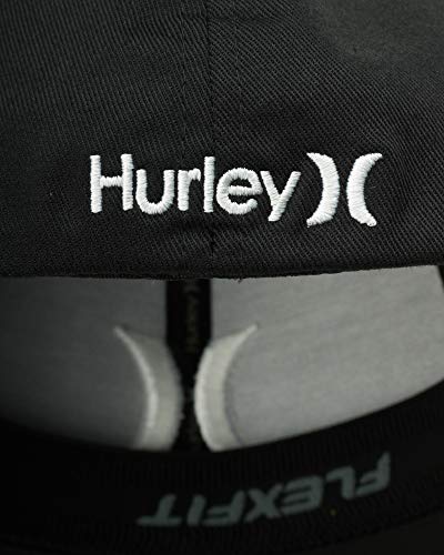 Hurley Mens Baseball Cap Moisture Wicking Flexfit Fitted Hat for Men - color: Black/White, size: Large-X-Large