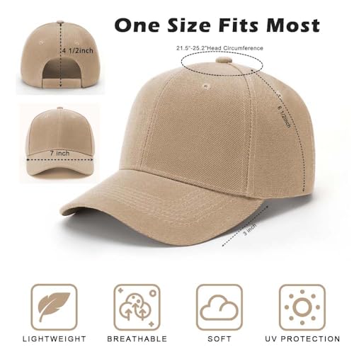 ZH Plain Adjustable Baseball Cap - Lot of 12 Unisex Blank Design Caps - color: Beige