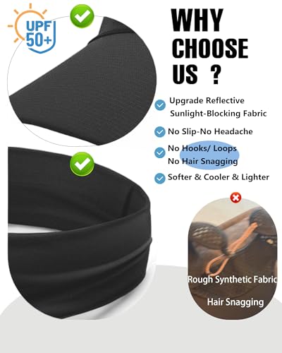 Cooling Sun Stretchy Visor Hat for Men Women,Soft Headband Visors - color: 1-black