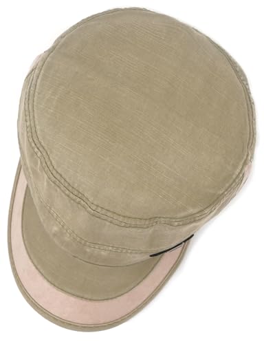 Men Flat Top Hat Cadet Army Cap Twill Cotton Baseball Military Cap - color: F - Green