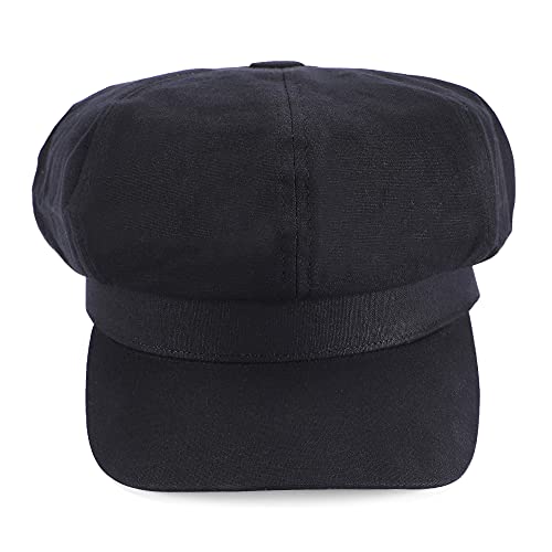 Newsboy Cabbie Baker boy hat Beret Cap for Women Pageboy Visor Paperboy Hat Sailor Fiddler Hat Adjustable - color: 1997-black