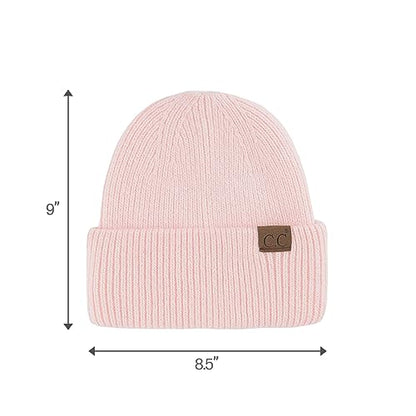 C.C Fuzzy Beanie for Women Unisex - Acrylic Stretchable Soft Warm Knit Winter Skully Hat - color: Angora-pink