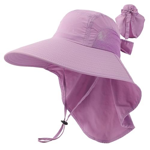 Sun Hat for Women with Ponytail Hole & Neck Cover