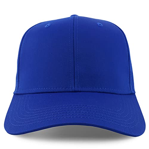 Trendy Apparel Shop High Crown Adjustable Plain Solid Baseball Cap - color: Royal